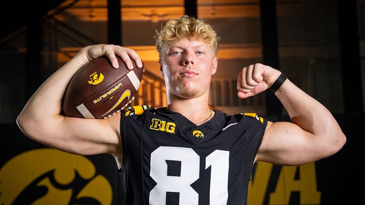 Iowa tight end DJ Vonnahme (81) stands for a portrait during Hawkeye football media day, Friday, Aug. 14, 2026, in Iowa City. Iowa tight end DJ Vonnahme (81) stands for a portrait during Hawkeye football media day, Friday, Aug. 14, 2026, in Iowa City.