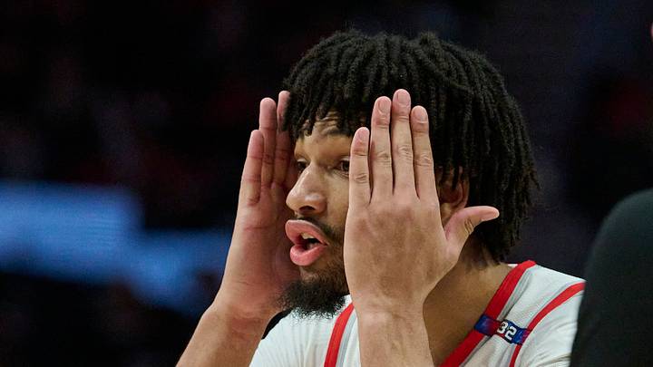 Jan 16, 2025; Portland, Oregon, USA; Portland Trail Blazers guard Shaedon Sharpe (17) reacts to being called for a foul during the second half against the LA Clippers at Moda Center. Mandatory Credit: Troy Wayrynen-Imagn Images Jan 16, 2025; Portland, Oregon, USA; Portland Trail Blazers guard Shaedon Sharpe (17) reacts to being called for a foul during the second half against the LA Clippers at Moda Center. Mandatory Credit: Troy Wayrynen-Imagn Images