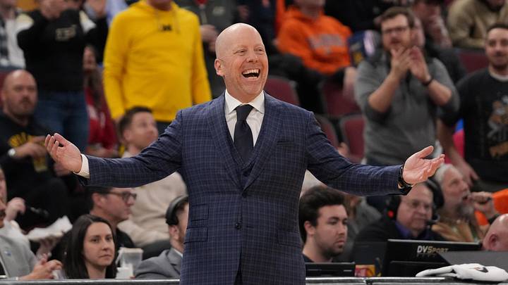 Mar 14, 2026; Chicago, IL, USA; UCLA Bruins head coach Mick Cronin reacts after being called for a technical against the Purdue Boilermakers during the first half at United Center. Mandatory Credit: David Banks-Imagn Images