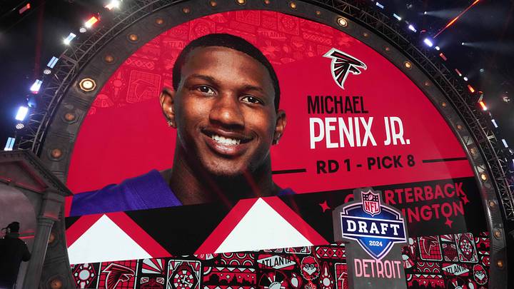 The Atlanta Falcons made QB Michael Penix Jr. the No. 8 overall pick from the Washington Huskies in the 2024 NFL Draft. The Atlanta Falcons made QB Michael Penix Jr. the No. 8 overall pick from the Washington Huskies in the 2024 NFL Draft.