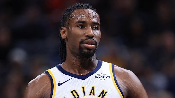 Indiana Pacers wing Aaron Nesmith (23) during a game against the Miami Heat.