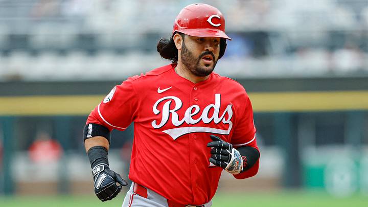 Aug 13, 2026; Chicago, Illinois, USA; Cincinnati Reds designated hitter Eugenio Suarez (28) rounds the bases after hitting a two-run home run against the Chicago White Sox during the first inning at Rate Field. Mandatory Credit: Kamil Krzaczynski-Imagn Images Aug 13, 2026; Chicago, Illinois, USA; Cincinnati Reds designated hitter Eugenio Suarez (28) rounds the bases after hitting a two-run home run against the Chicago White Sox during the first inning at Rate Field. Mandatory Credit: Kamil Krzaczynski-Imagn Images