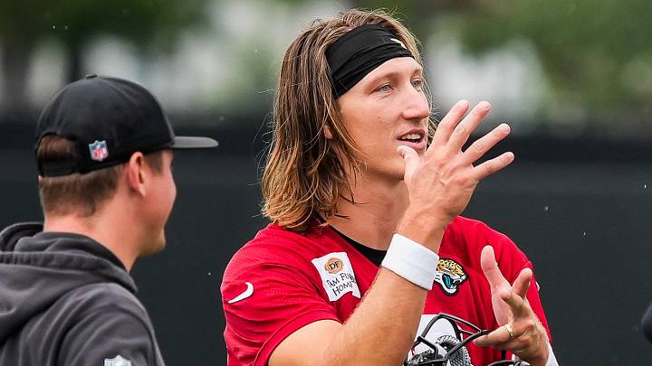 Jacksonville Jaguars quarterback Trevor Lawrence (16) talks with coaches after the second day of minicamp at the Miller Electric Center, Wednesday, June 10, 2026, in Jacksonville. Jacksonville Jaguars quarterback Trevor Lawrence (16) talks with coaches after the second day of minicamp at the Miller Electric Center, Wednesday, June 10, 2026, in Jacksonville.