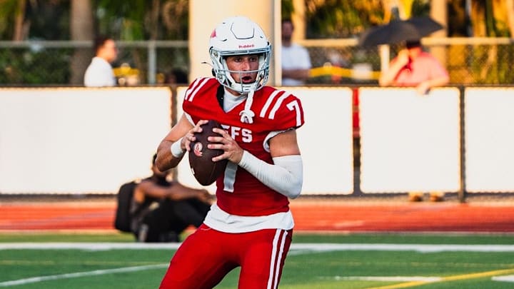 Cardinal Gibbons quarterback Jayden Torres completed 25 of 35 passes for 300 yards and five touchdowns and ran four times for 36 yards to guide the Chiefs past Miramar, 35-28, on Oct. 30.