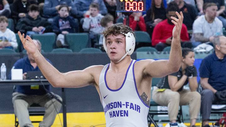 Rumson’s Sonny Amato defeated Camden Catholic’s Michael Craft in their 150 lbs NJSIAA Boys Wrestling Semifinal in Atlantic City on March 13, 2026.