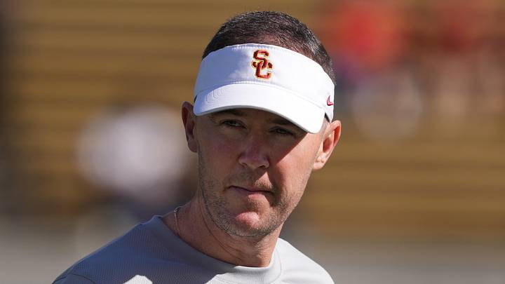 Oct 28, 2023; Berkeley, California, USA; USC Trojans head coach Lincoln Riley walks on the field before a game against the California Golden Bears at California Memorial Stadium. Mandatory Credit: Darren Yamashita-Imagn Images Oct 28, 2023; Berkeley, California, USA; USC Trojans head coach Lincoln Riley walks on the field before a game against the California Golden Bears at California Memorial Stadium. Mandatory Credit: Darren Yamashita-Imagn Images