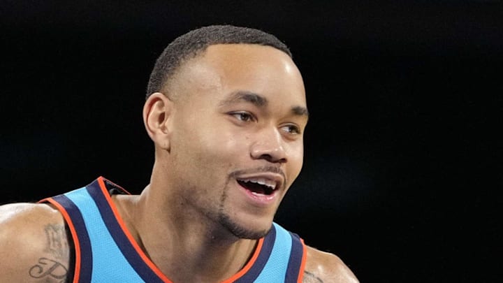 Feb 14, 2025; San Francisco, California, USA; Team G-League guard Bryce McGowens (11) of Rip City Remix celebrates during the 2025 NBA Rising Stars Game at Chase Center. Mandatory Credit: Kyle Terada-Imagn Images