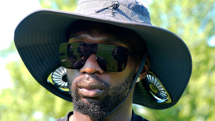 Detroit Lions safety Kerby Joseph during C.J. Sadler's youth football camp for Detroit kids Detroit Lions safety Kerby Joseph during C.J. Sadler's youth football camp for Detroit kids