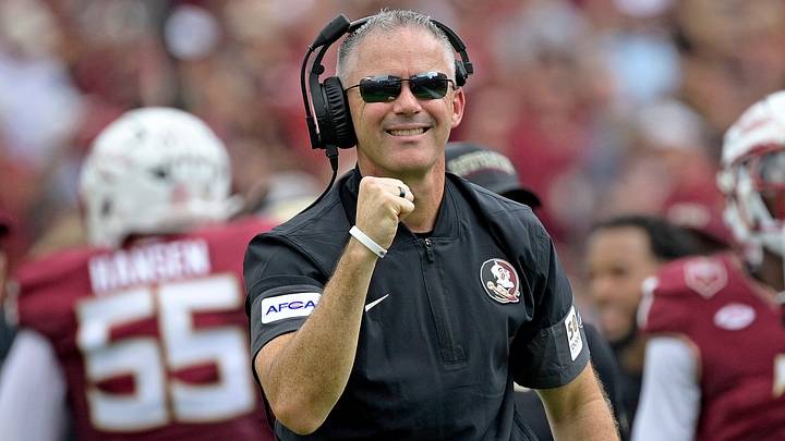 Sep 20, 2025; Tallahassee, Florida, USA; Florida State Seminoles head coach Mike Norvell reacts after a touchdown during the first half against the Kent State Golden Flashes at Doak S. Campbell Stadium. Mandatory Credit: Melina Myers-Imagn Images Sep 20, 2025; Tallahassee, Florida, USA; Florida State Seminoles head coach Mike Norvell reacts after a touchdown during the first half against the Kent State Golden Flashes at Doak S. Campbell Stadium. Mandatory Credit: Melina Myers-Imagn Images