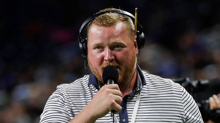 Former Lions player T.J. Lang works as sideline reporter. Former Lions player T.J. Lang works as sideline reporter.