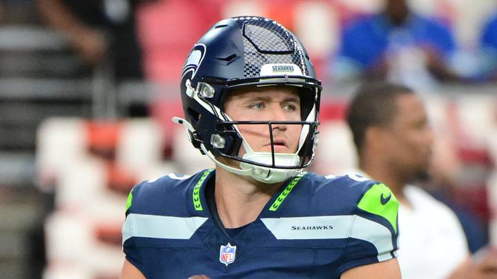 Seattle Seahawks quarterback Drew Lock (2) warms up before the game against the Arizona Cardinals 