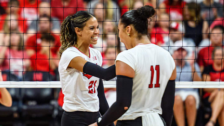 Skyler Pierce celebrates a kill with Teraya Sigler. Both players have posted on social media that they plan to be back for Nebraska in 2026. Skyler Pierce celebrates a kill with Teraya Sigler. Both players have posted on social media that they plan to be back for Nebraska in 2026.