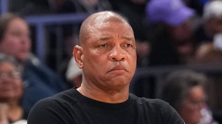 Milwaukee Bucks head coach Doc Rivers looks on against the Phoenix Suns during the first half at Mortgage Matchup Center on March 21, 2026.