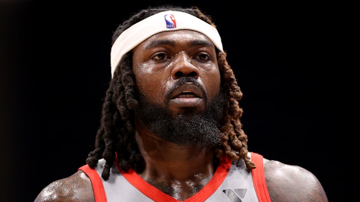 Kevon Harris of the College Park Skyhawks looks on against the Long Island Nets.