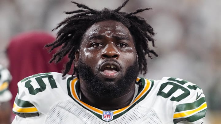 Green Bay Packers defensive lineman Devonte Wyatt (95) during the game against the Washington Commanders at Lambeau Field.