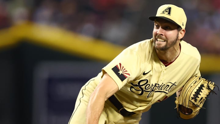 Jun 17, 2022; Phoenix, Arizona, USA; Arizona Diamondbacks pitcher Sean Poppen against the Minnesota Twins at Chase Field. 