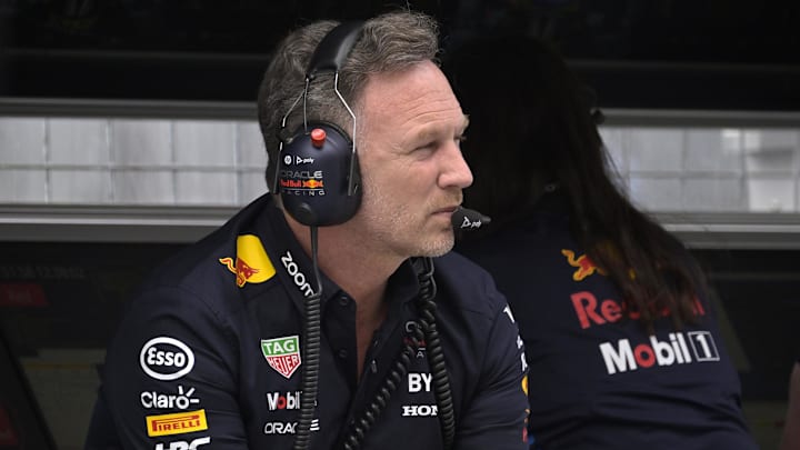 Jun 8, 2024; Montreal, Quebec, CAN; Red Bull Racing CEO and team principal Christian Horner in the pit lane at Circuit Gilles Villeneuve. Mandatory Credit: Eric Bolte-Imagn Images