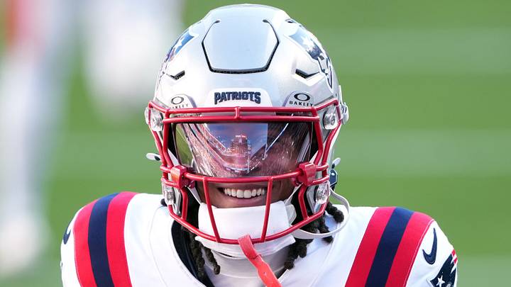 Feb 8, 2026; Santa Clara, CA, USA; New England Patriots wide receiver Kyle Williams (18) before Super Bowl LX against the Seattle Seahawks at Levi's Stadium. Mandatory Credit: Darren Yamashita-Imagn Images