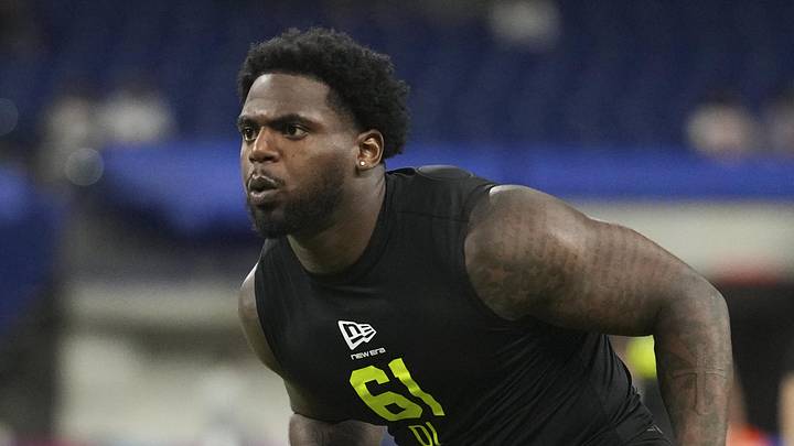 Feb 26, 2026; Indianapolis, IN, USA; Western Michigan defensive lineman Nadame Tucker (DL61) during the NFL Scouting Combine at Lucas Oil Stadium. Mandatory Credit: Kirby Lee-Imagn Images Feb 26, 2026; Indianapolis, IN, USA; Western Michigan defensive lineman Nadame Tucker (DL61) during the NFL Scouting Combine at Lucas Oil Stadium. Mandatory Credit: Kirby Lee-Imagn Images