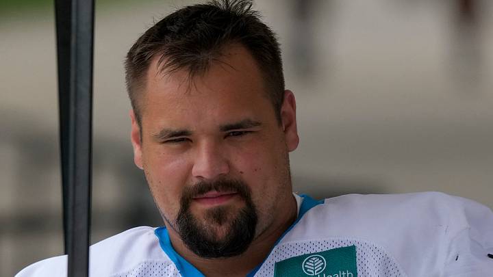 Carolina Panthers offensive lineman Nick Samac Carolina Panthers offensive lineman Nick Samac