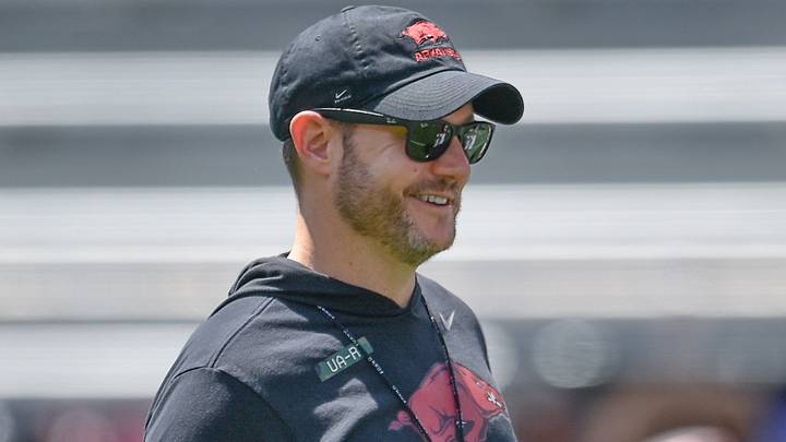 Arkansas Razorbacks coach Ryan Silverfield at spring practice. Arkansas Razorbacks coach Ryan Silverfield at spring practice.