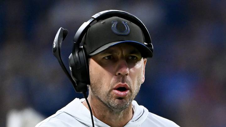 Indianapolis Colts head coach Shane Steichen reacts after a play