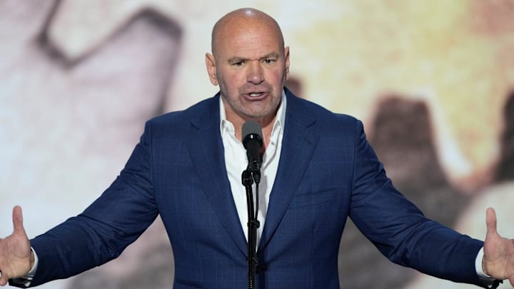 Dana White, CEO of Ultimate Fighting Championship introduces Republican presidential nominee Donald J. Trump during the final day of the Republican National Convention. Dana White, CEO of Ultimate Fighting Championship introduces Republican presidential nominee Donald J. Trump during the final day of the Republican National Convention.