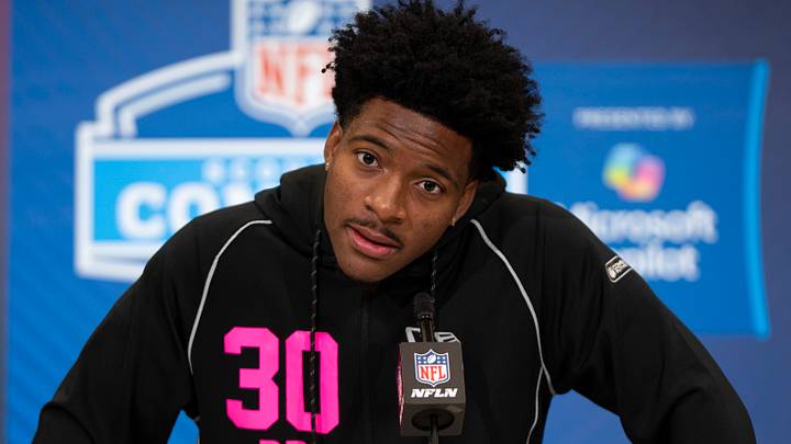 Toledo defensive back Avery Smith speaks to members of the media during the NFL Combine at the Indiana Convention Center. Toledo defensive back Avery Smith speaks to members of the media during the NFL Combine at the Indiana Convention Center.