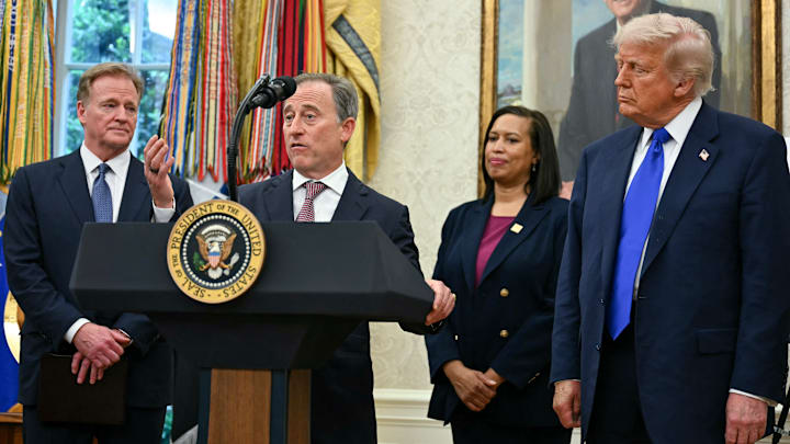 Josh Harris, Roger Goodell, Muriel Bowser and Donald Trump