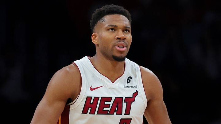Oct 8, 2026; Miami, Florida, USA; Miami Heat forward Giannis Antetokounmpo (7) reacts after scoring against the New Orleans Pelicans during the first quarter at Kaseya Center. Mandatory Credit: Sam Navarro-Imagn Images Oct 8, 2026; Miami, Florida, USA; Miami Heat forward Giannis Antetokounmpo (7) reacts after scoring against the New Orleans Pelicans during the first quarter at Kaseya Center. Mandatory Credit: Sam Navarro-Imagn Images