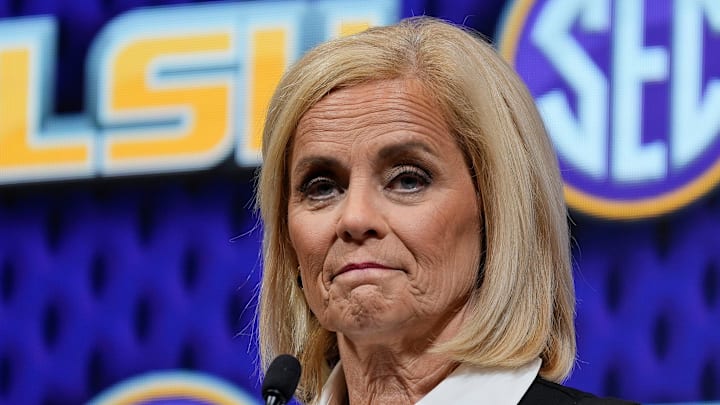 LSU head coach Kim Mulkey speaks during SEC Media Day at the Grand Bohemian Hotel in Mountain Brook Tuesday, Oct. 16, 2024. LSU head coach Kim Mulkey speaks during SEC Media Day at the Grand Bohemian Hotel in Mountain Brook Tuesday, Oct. 16, 2024.