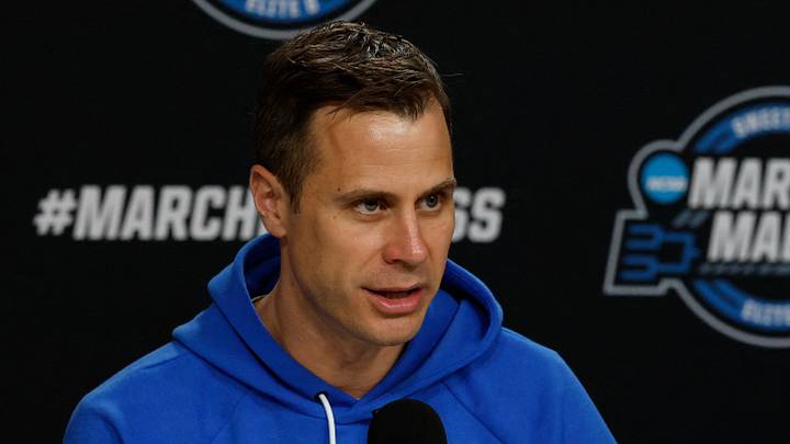 Mar 26, 2026; Washington, DC, USA; Duke Blue Devils head coach Jon Scheyer speaks with the media during a press conference ahead of the east regional of the men's 2026 NCAA Tournament at Capital One Arena. Mandatory Credit: Geoff Burke-Imagn Images Mar 26, 2026; Washington, DC, USA; Duke Blue Devils head coach Jon Scheyer speaks with the media during a press conference ahead of the east regional of the men's 2026 NCAA Tournament at Capital One Arena. Mandatory Credit: Geoff Burke-Imagn Images