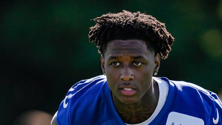 Indianapolis Colts cornerback Sauce Gardner stretches during the second of Colts Camp at Grand Park in Westfield.