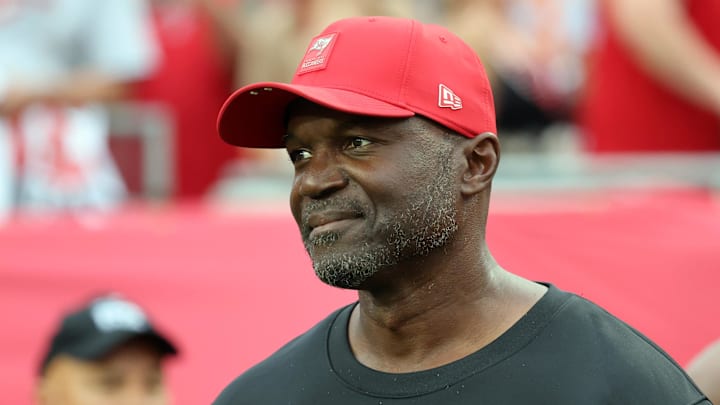 Tampa Bay Buccaneers head coach Todd Bowles prior to the game against the Buffalo Bills at Raymond James Stadium.