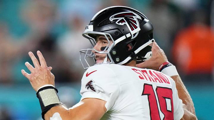 Quarterback Jack Strand was an undrafted free agent who had an impressive preseason with the Atlanta Falcons. Quarterback Jack Strand was an undrafted free agent who had an impressive preseason with the Atlanta Falcons.