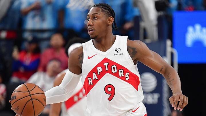Mar 25, 2026; Inglewood, California, USA; Toronto Raptors forward RJ Barrett (9) moves the ball up court against the Los Angeles Clippers during the first half at Intuit Dome. Mandatory Credit: Gary A. Vasquez-Imagn Images Mar 25, 2026; Inglewood, California, USA; Toronto Raptors forward RJ Barrett (9) moves the ball up court against the Los Angeles Clippers during the first half at Intuit Dome. Mandatory Credit: Gary A. Vasquez-Imagn Images