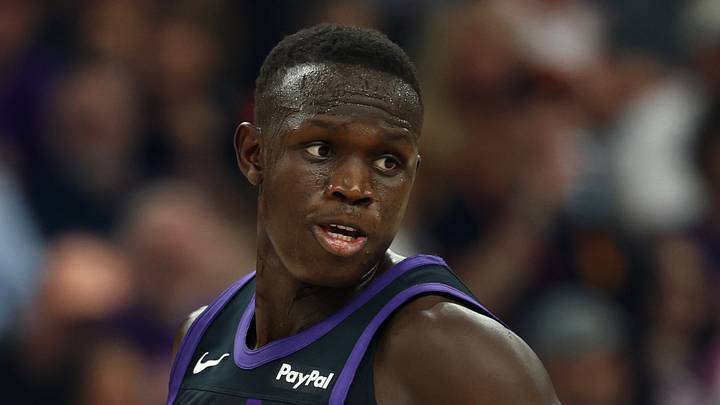 Phoenix Suns center Khaman Maluach against the Dallas Mavericks at Mortgage Matchup Center on April 8, 2026. Phoenix Suns center Khaman Maluach against the Dallas Mavericks at Mortgage Matchup Center on April 8, 2026.
