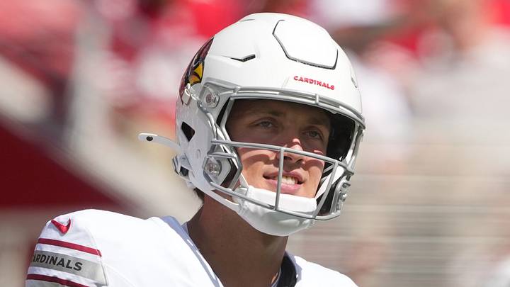 Sep 27, 2026; Santa Clara, California, USA; Arizona Cardinals quarterback Carson Beck (19) before the game against the San Francisco 49ers at Levi's Stadium. Mandatory Credit: Darren Yamashita-Imagn Images