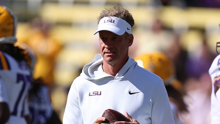 Louisiana State Tigers head coach Lane Kiffin looks on before a game against the Mississippi State Bulldogs at Tiger Stadium.  