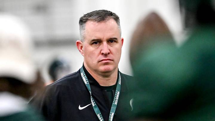 Michigan State's head coach Pat Fitzgerald looks on during spring football practice on Tuesday, March 24, 2026, in East Lansing. Michigan State's head coach Pat Fitzgerald looks on during spring football practice on Tuesday, March 24, 2026, in East Lansing.