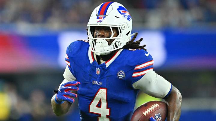 Buffalo Bills running back James Cook III runs against the Detroit Lions during the second half at New Highmark Stadium. Buffalo Bills running back James Cook III runs against the Detroit Lions during the second half at New Highmark Stadium.
