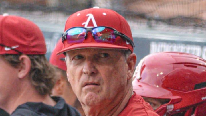 Arkansas Razorbacks coach Dave Van Horn had a front-row seat for one of the Hogs' best perrformances of the season Saturday at Baum-Walker Stadium against UT Arlington. Arkansas Razorbacks coach Dave Van Horn had a front-row seat for one of the Hogs' best perrformances of the season Saturday at Baum-Walker Stadium against UT Arlington.