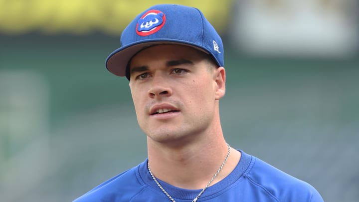 Sep 16, 2025; Pittsburgh, Pennsylvania, USA;  Chicago Cubs third baseman Matt Shaw (6) reacts before the game against the Pittsburgh Pirates at PNC Park. 