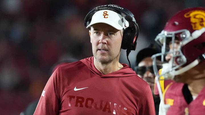 Sep 4, 2026; Los Angeles, California, USA; Southern California Trojans head coach Lincoln Riley watches against the Fresno State Bulldogs in the second half at United Airlines Field at Los Angeles Memorial Coliseum. Mandatory Credit: Kirby Lee-Imagn Images Sep 4, 2026; Los Angeles, California, USA; Southern California Trojans head coach Lincoln Riley watches against the Fresno State Bulldogs in the second half at United Airlines Field at Los Angeles Memorial Coliseum. Mandatory Credit: Kirby Lee-Imagn Images