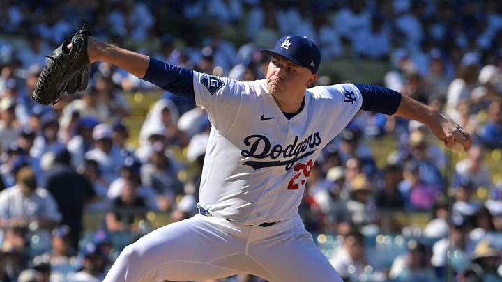 Oct 3, 2026; Los Angeles, California, USA; Los Angeles Dodgers pitcher Tarik Skubal (29) throws during the sixth inning of game one of the NLDS against the Atlanta Braves for the 2026 MLB Playoffs at Uniqlo Field at Dodger Stadium. Mandatory Credit: Jayne Kamin-Oncea-Imagn Images Oct 3, 2026; Los Angeles, California, USA; Los Angeles Dodgers pitcher Tarik Skubal (29) throws during the sixth inning of game one of the NLDS against the Atlanta Braves for the 2026 MLB Playoffs at Uniqlo Field at Dodger Stadium. Mandatory Credit: Jayne Kamin-Oncea-Imagn Images