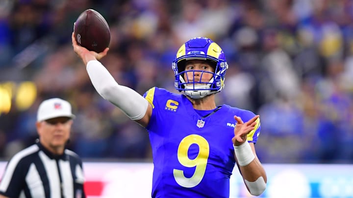 Jan 4, 2026; Inglewood, California, USA; Los Angeles Rams quarterback Matthew Stafford (9) throws downfield against the Arizona Cardinals during the second half at SoFi Stadium. Mandatory Credit: Gary A. Vasquez-Imagn Images Jan 4, 2026; Inglewood, California, USA; Los Angeles Rams quarterback Matthew Stafford (9) throws downfield against the Arizona Cardinals during the second half at SoFi Stadium. Mandatory Credit: Gary A. Vasquez-Imagn Images