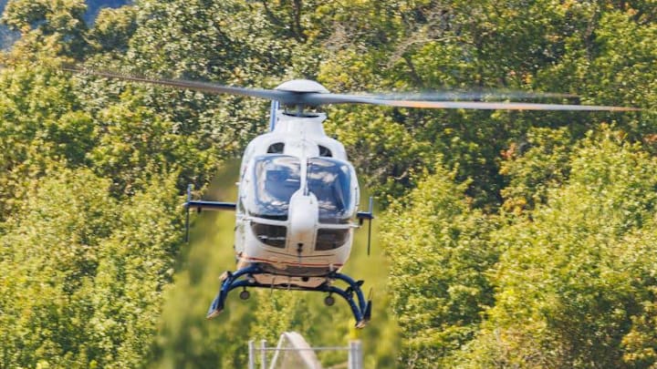 LifeNet 8-1 airlifts a patient from a landing zone near the scene where a missing 68-year-old Adams County man, Richard Raffensperger, was rescued from his vehicle which was found in the woods two days after he went missing on the 900 block of Old Harrisburg Road, Wednesday, Sept. 3, 2025, in Straban Township. LifeNet 8-1 airlifts a patient from a landing zone near the scene where a missing 68-year-old Adams County man, Richard Raffensperger, was rescued from his vehicle which was found in the woods two days after he went missing on the 900 block of Old Harrisburg Road, Wednesday, Sept. 3, 2025, in Straban Township.