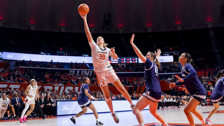 Illinois forward Cearah Parchment (30) goes for a finish against Northwestern in the Illini's 74-71 win Jan. 18 at the State Farm Center in Champaign, Illinois. Illinois forward Cearah Parchment (30) goes for a finish against Northwestern in the Illini's 74-71 win Jan. 18 at the State Farm Center in Champaign, Illinois.