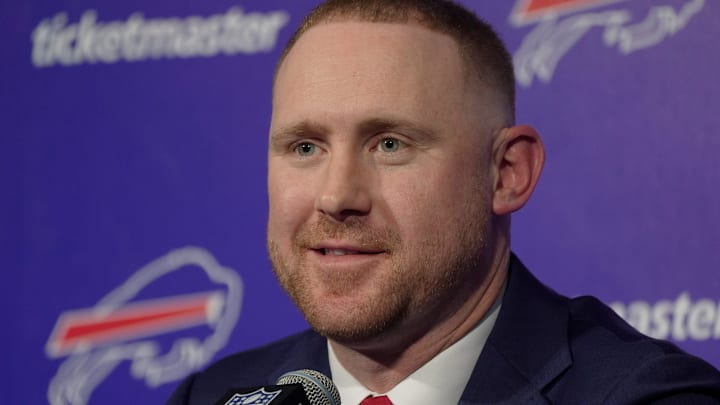 New Buffalo Bills head coach Joe Brady talks about some of his vision as coach at the Bills field house.