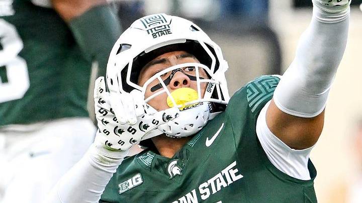 Michigan State's Anelu Lafaele celebrates after forcing a fumble against Western Michigan during the first quarter on Friday, Aug. 29, 2025, in East Lansing. Michigan State's Anelu Lafaele celebrates after forcing a fumble against Western Michigan during the first quarter on Friday, Aug. 29, 2025, in East Lansing.